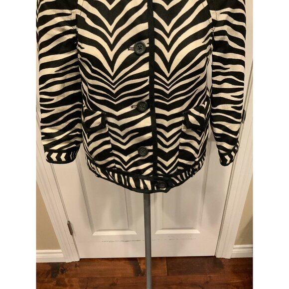 J. Crew Collection Black & White Zebra Striped Button-Up Jacket, Size 2 - Picture 3 of 7